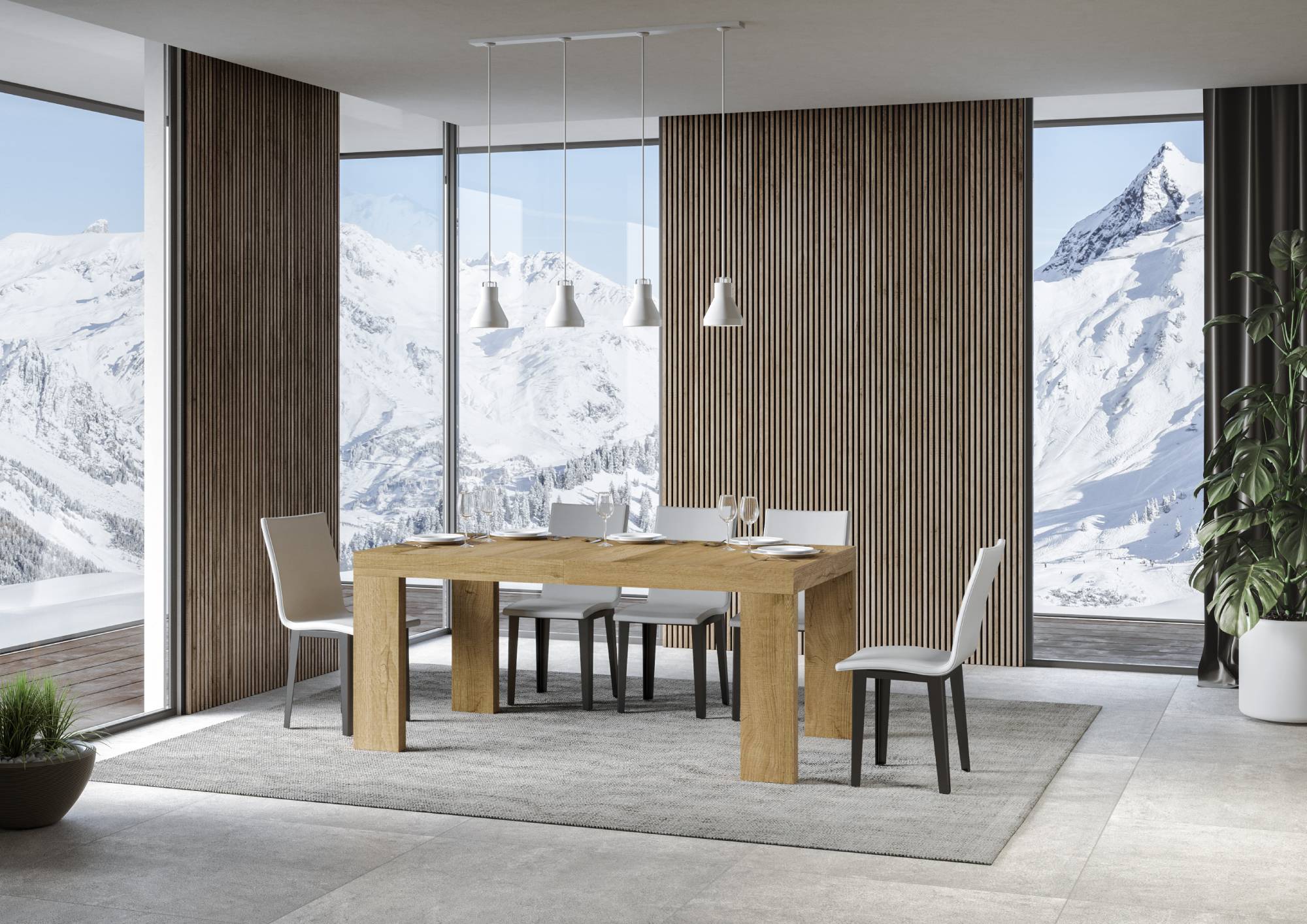 Tavolo allungabile 90x200/304 cm Roxel Premium quercia natura