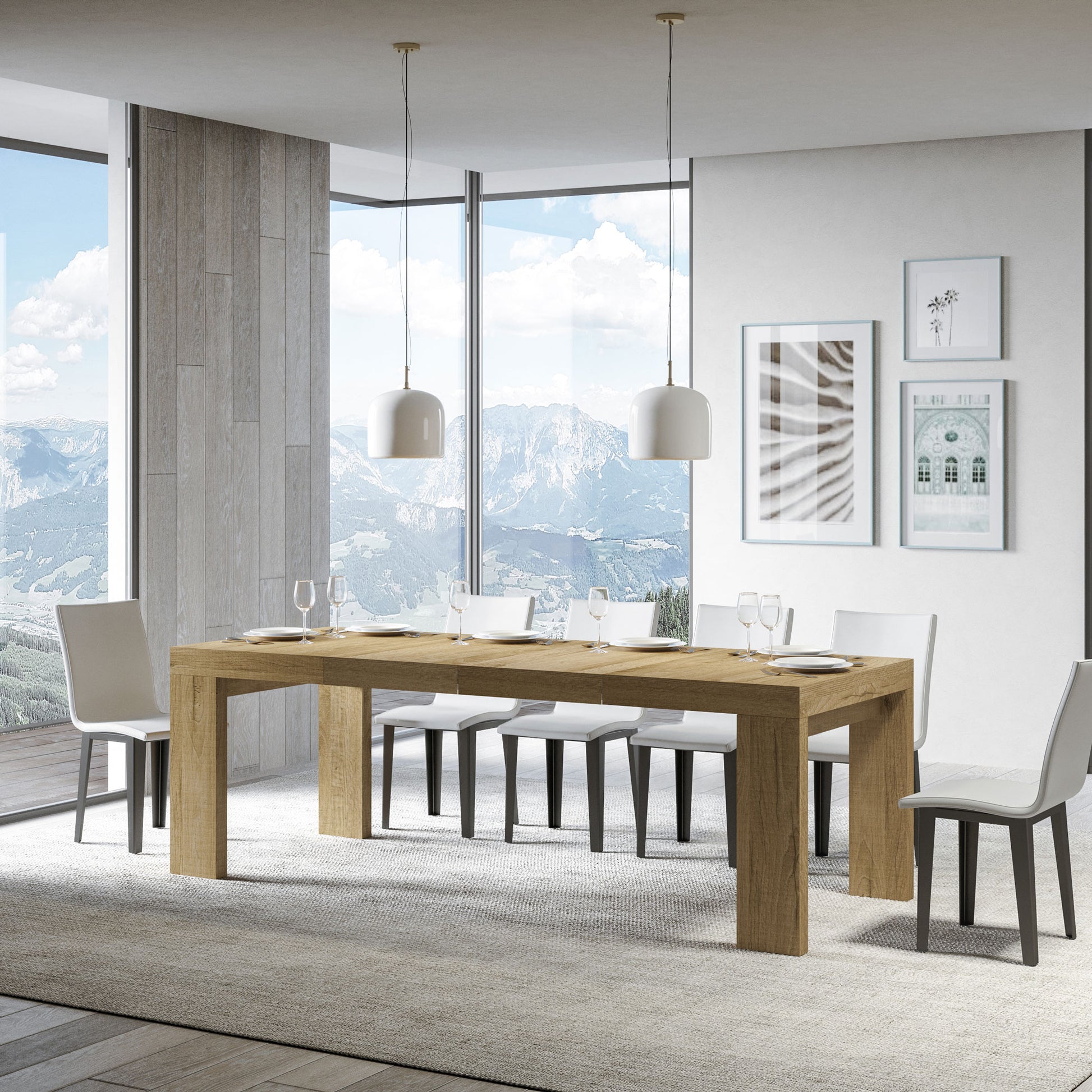 Tavolo allungabile 90x140/400 cm Roxel Premium quercia natura