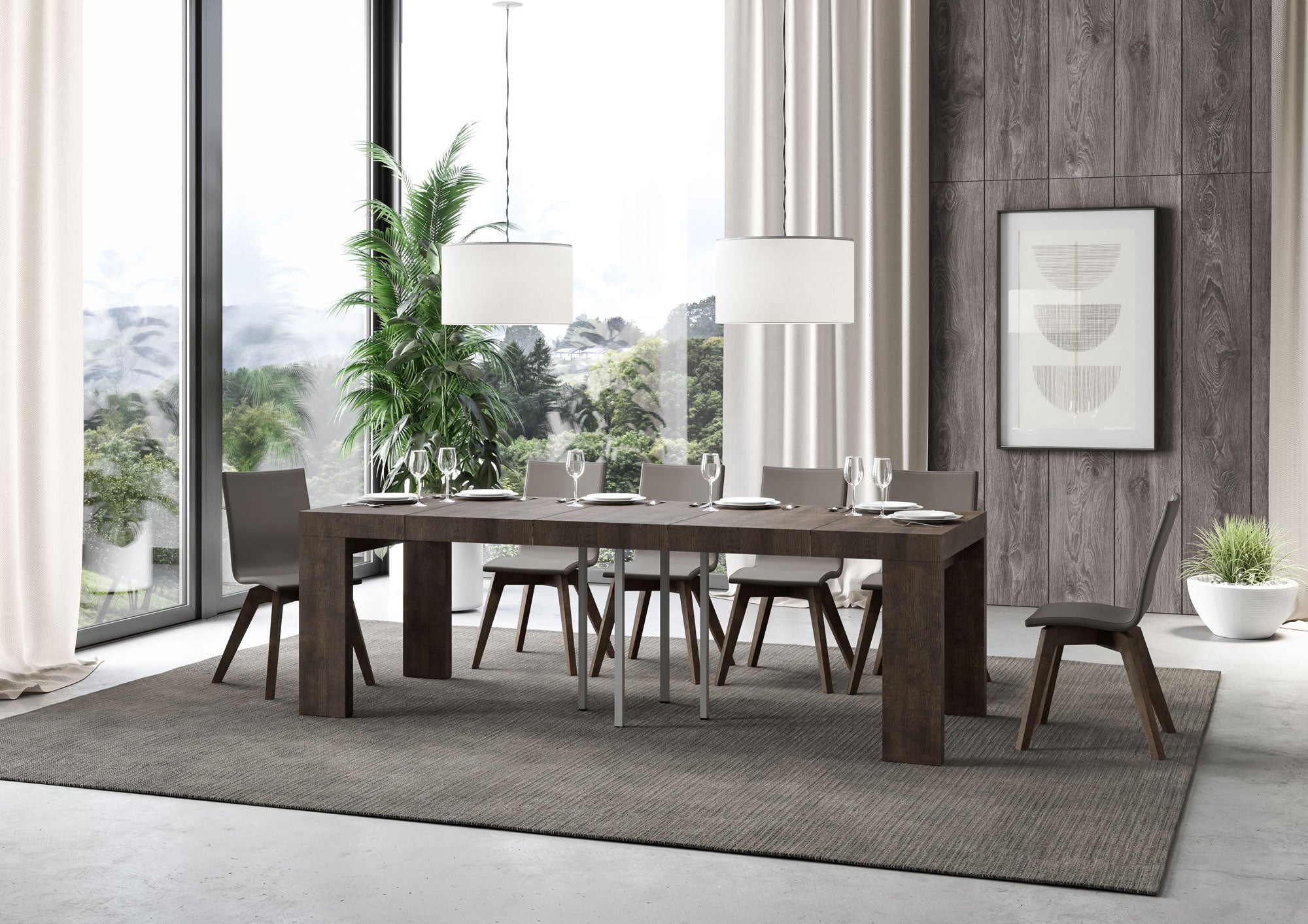 Tavolo allungabile 90x90/246 cm Roxel Premium Noce