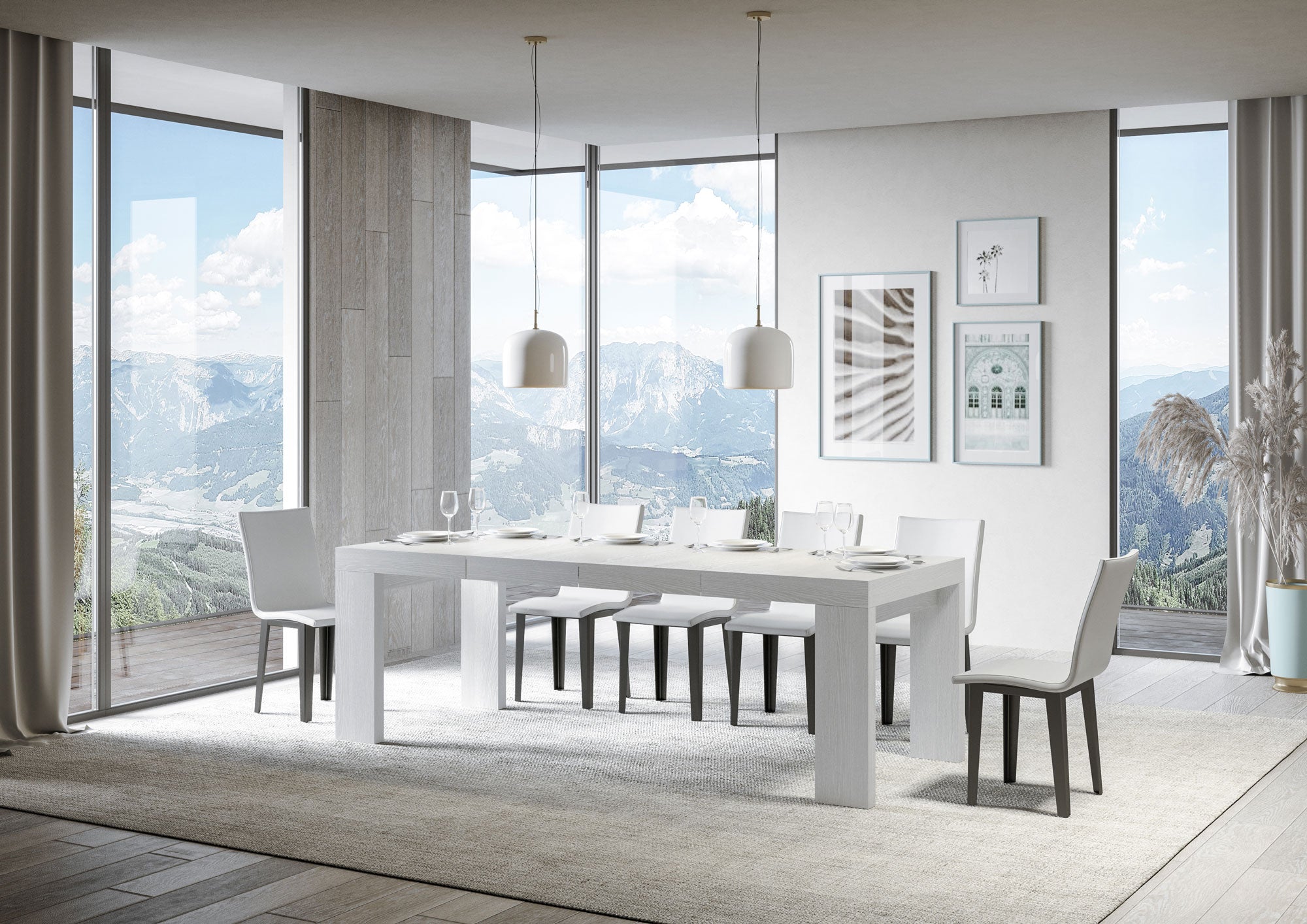 Tavolo allungabile 90x120/224 cm Roxel Premium Bianco Frassino