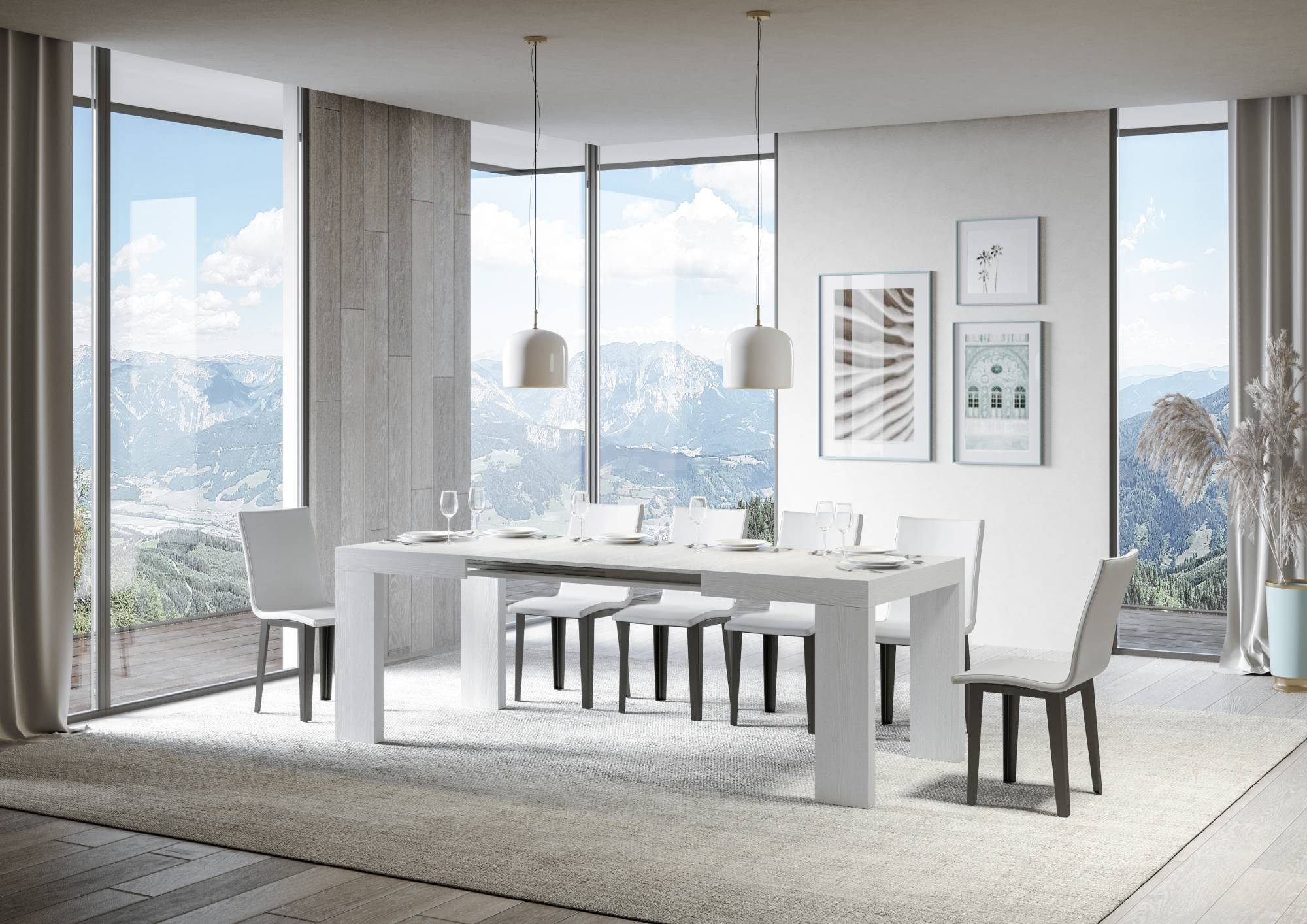 Tavolo allungabile 90x130/234 cm Roxel Bianco Frassino