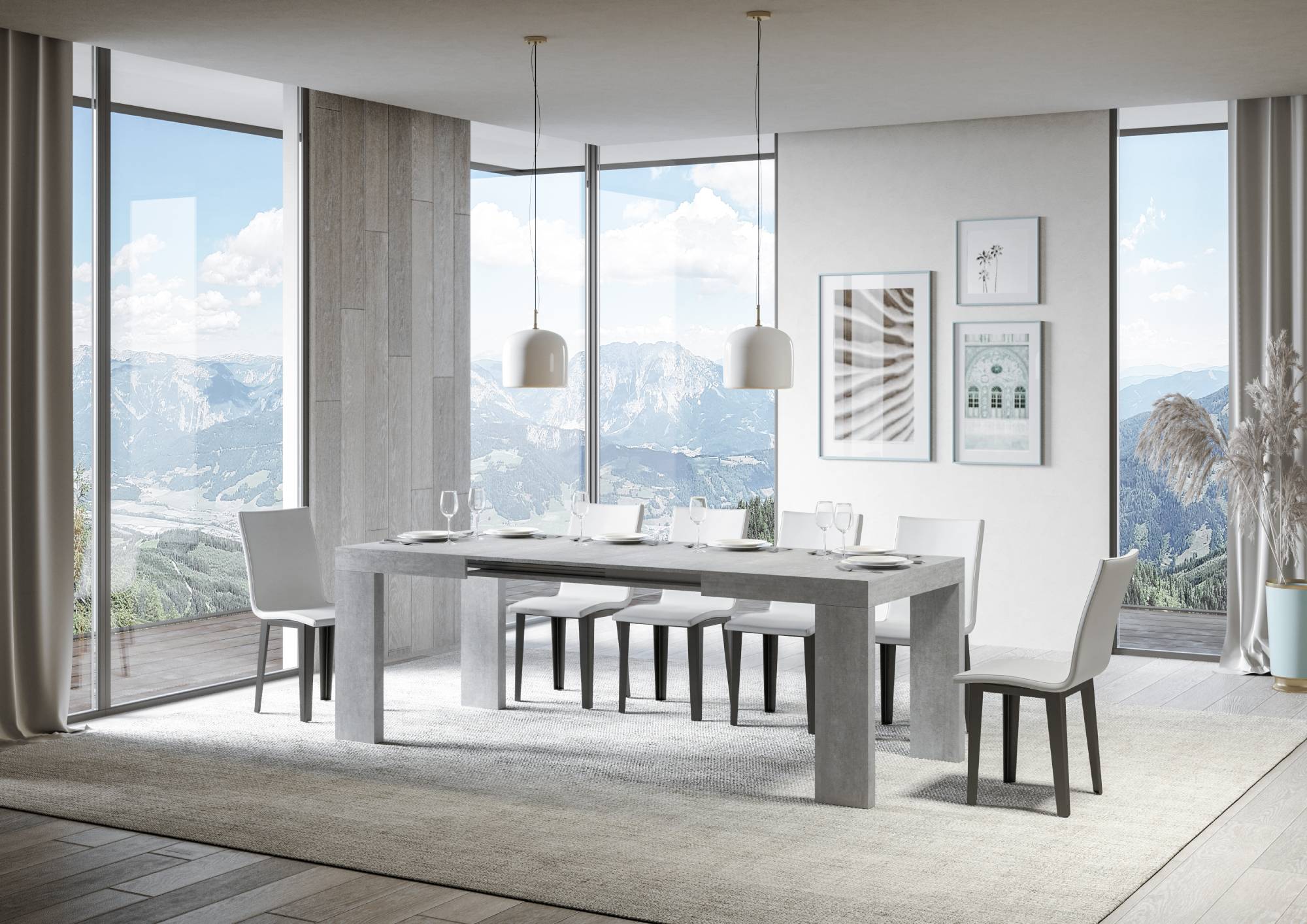 Tavolo allungabile 90x130/390 cm Roxel Cemento