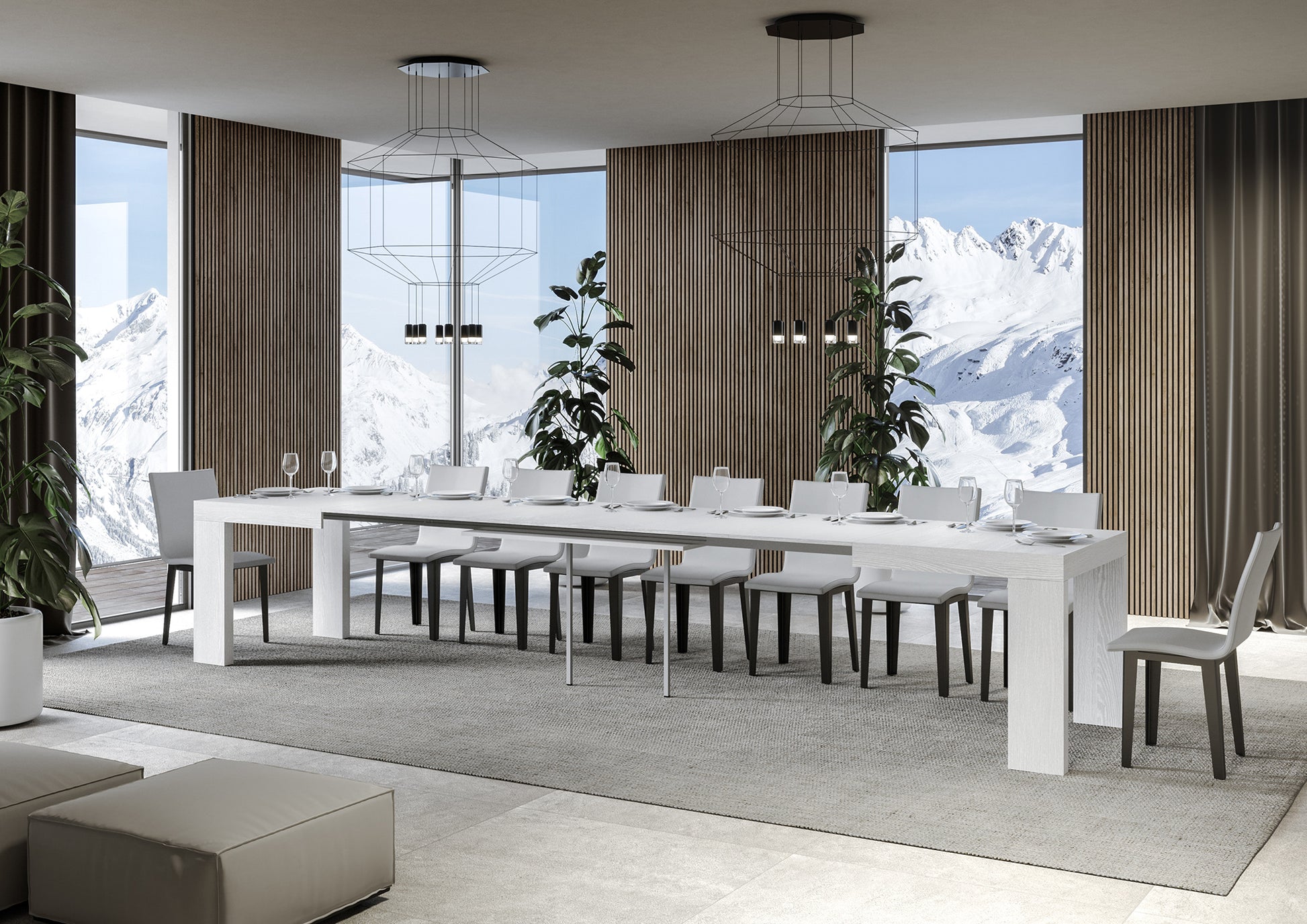 Tavolo allungabile 90x180/440 cm Roxel Bianco Frassino