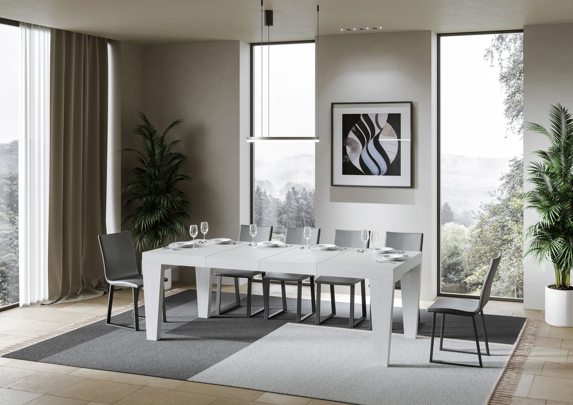 Tavolo allungabile 90x140/400 cm Pimbo Premium bianco frassino