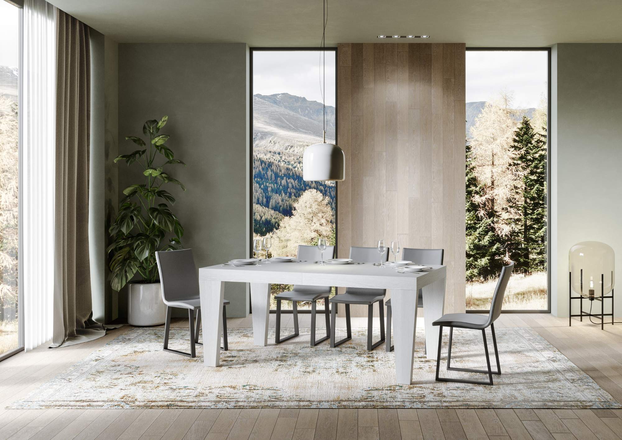 Tavolo allungabile 90x180/440 cm Pimbo Premium bianco frassino