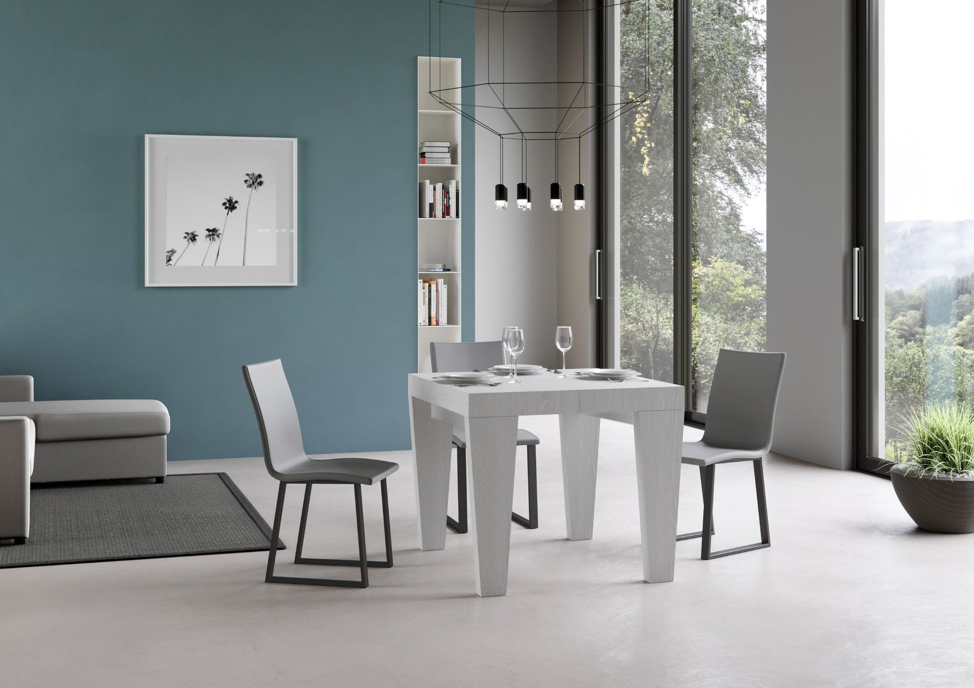 Tavolo allungabile 90x90/246 cm Pimbo Premium Bianco Frassino