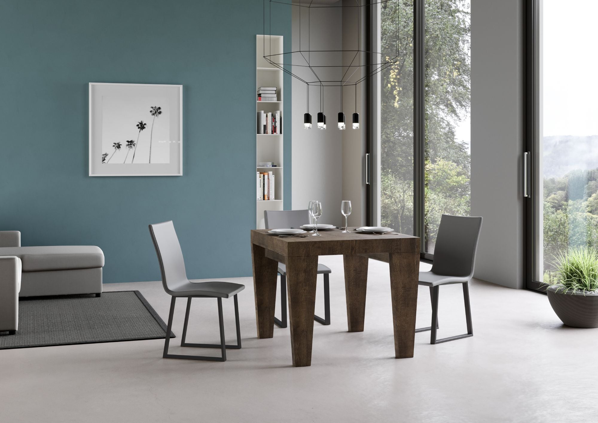 Tavolo allungabile 90x90/246 cm Pimbo Premium Noce