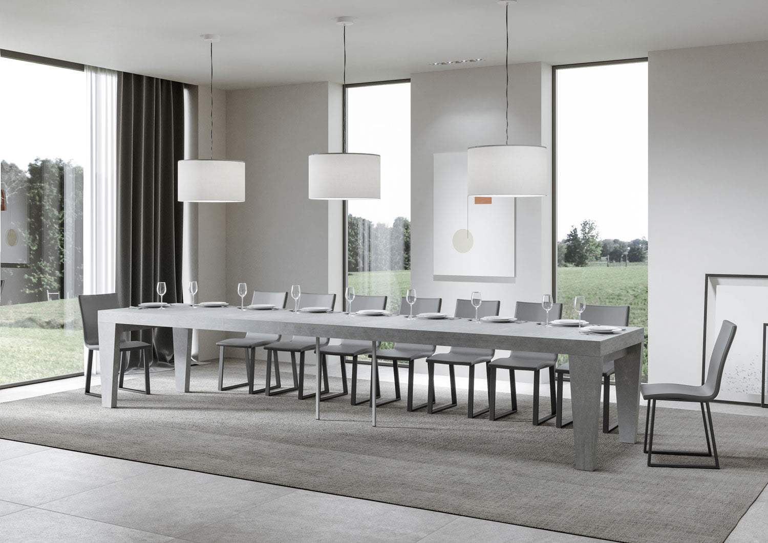 Tavolo allungabile 90x130/390 cm Pimbo Premium cemento