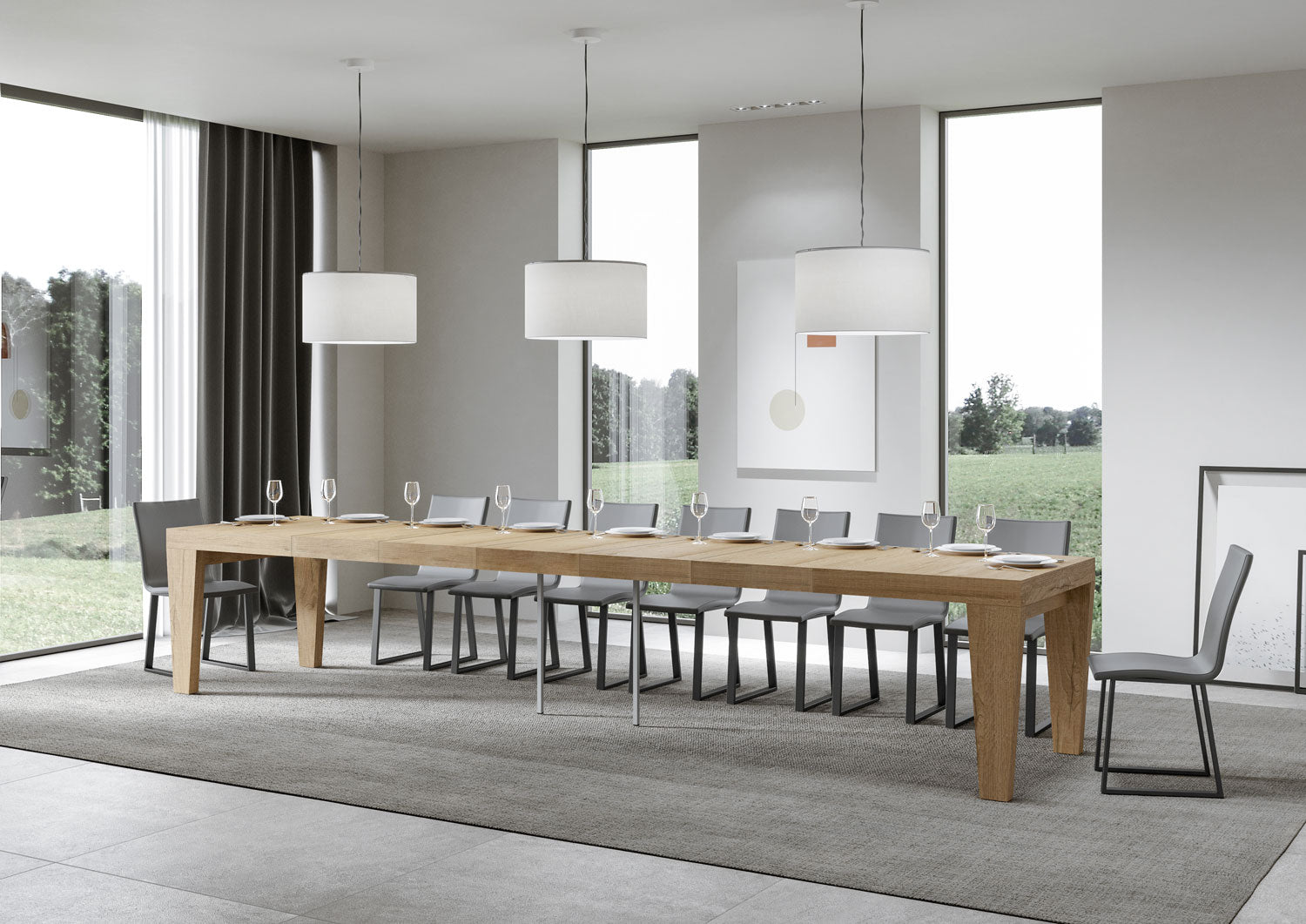 Tavolo allungabile 90x130/390 cm Pimbo Premium quercia natura