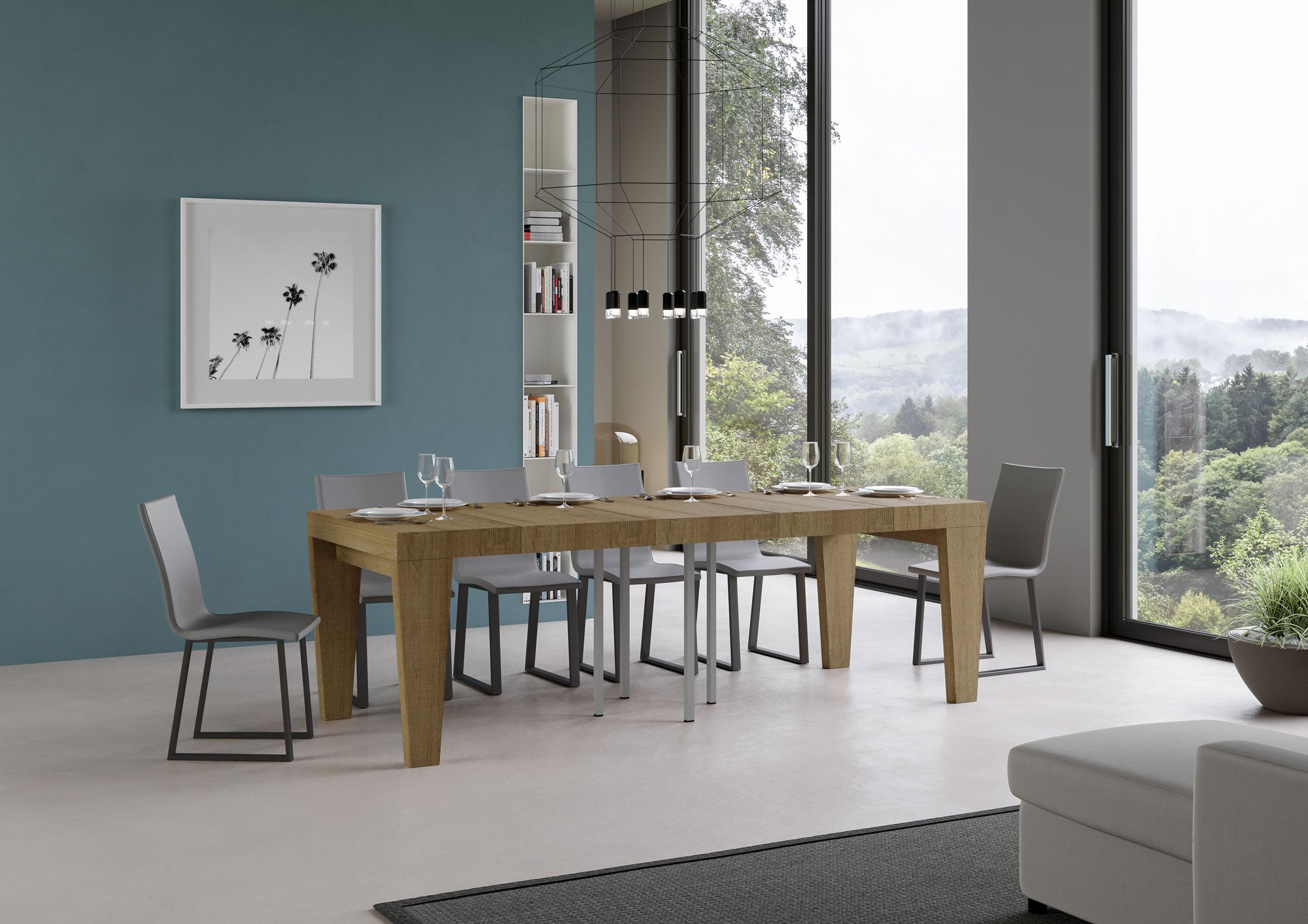 Tavolo allungabile 90x90/246 cm Pimbo Premium Quercia Natura