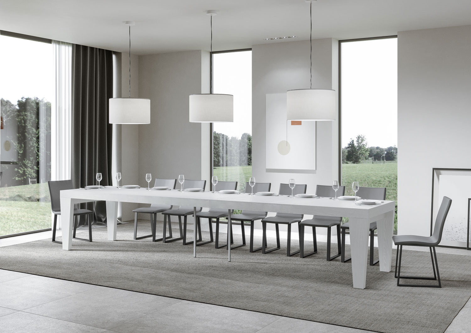 Tavolo allungabile 90x180/440 cm Pimbo Premium bianco frassino