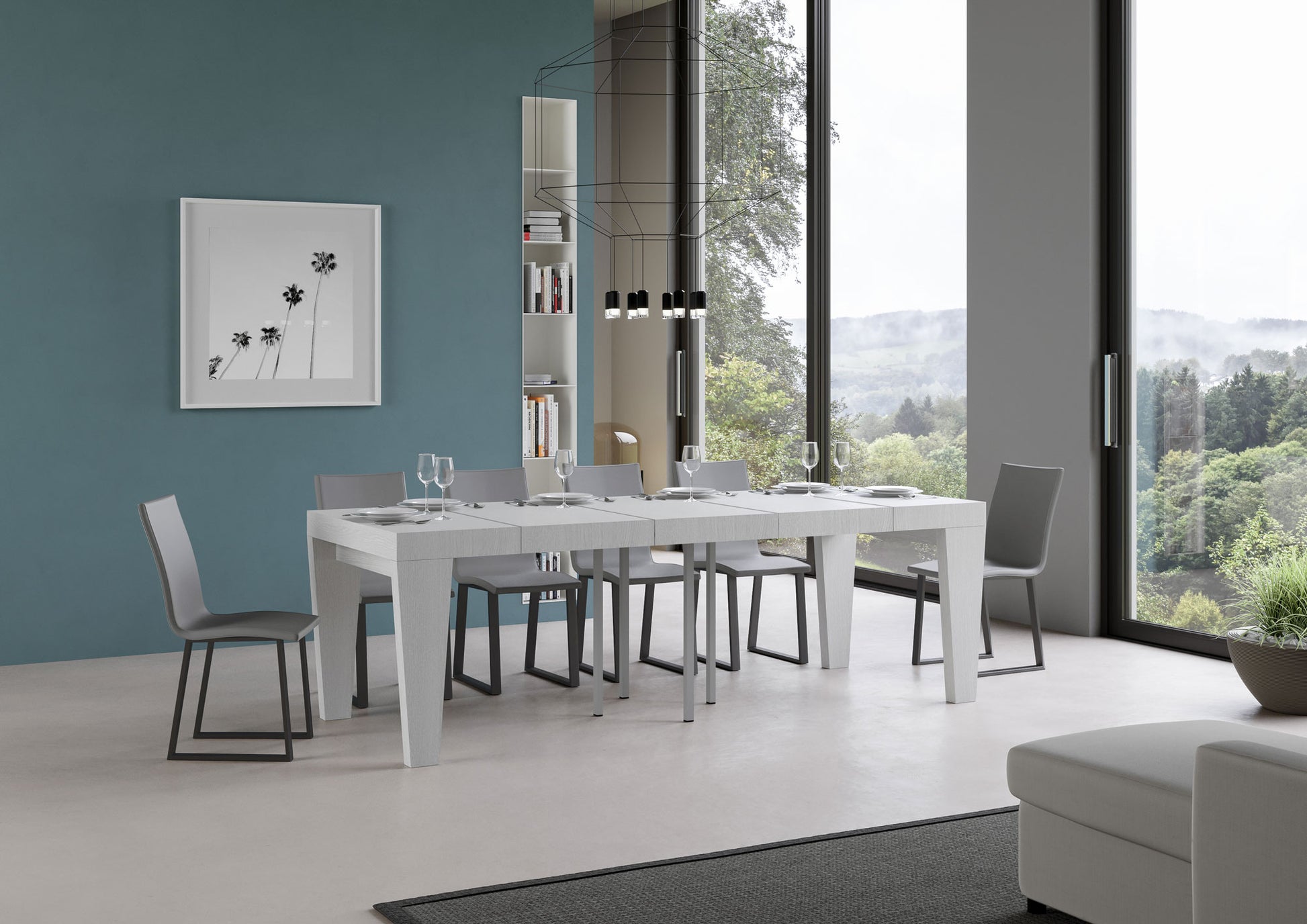 Tavolo allungabile 90x90/246 cm Pimbo Premium Bianco Frassino