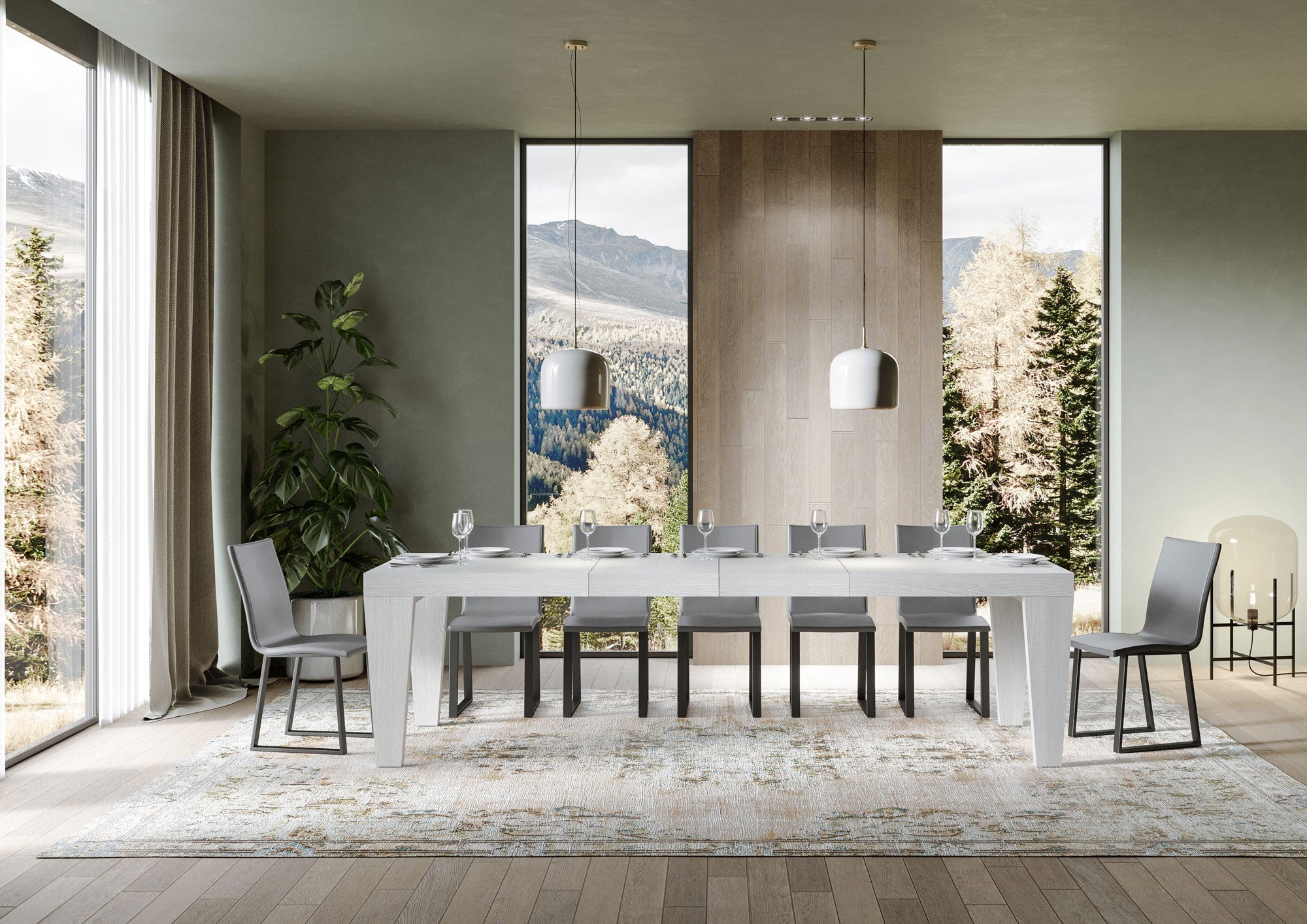 Tavolo allungabile 90x180/284 cm Pimbo Premium Bianco Frassino