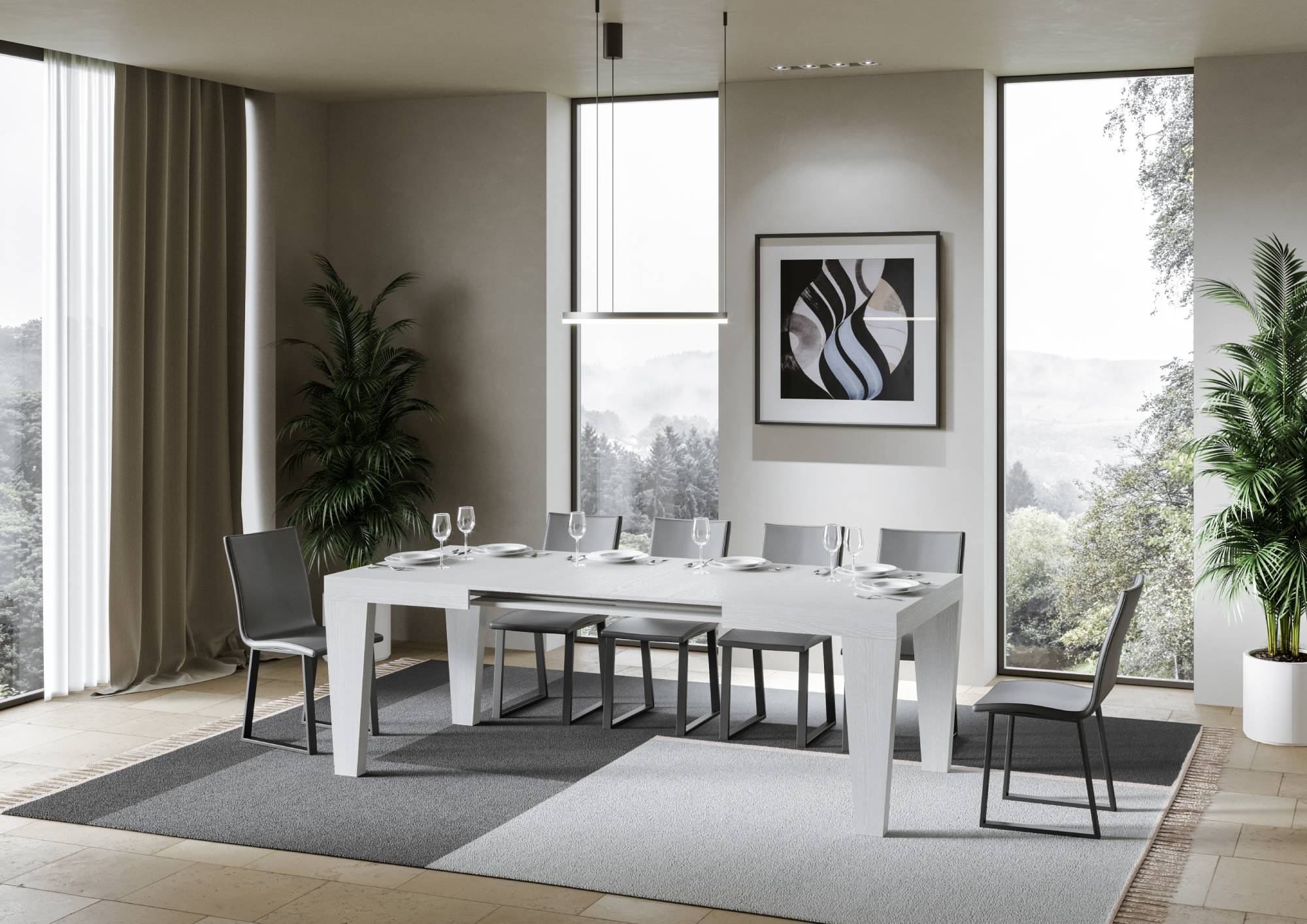 Tavolo allungabile 90x130/234 cm Pimbo Bianco Frassino