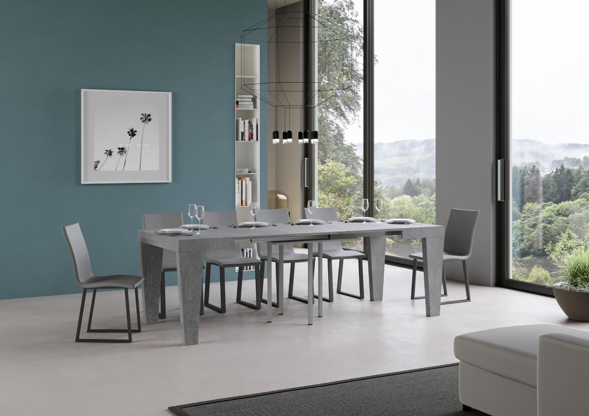 Tavolo allungabile 90x90/246 cm Pimbo Cemento