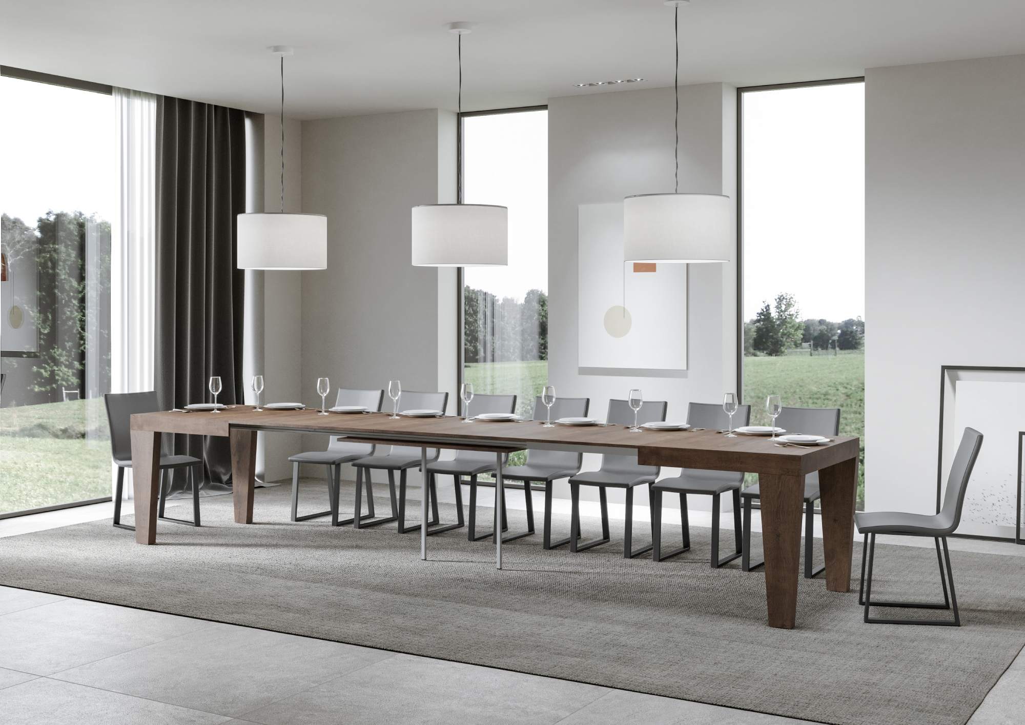 Tavolo allungabile 90x200/460 cm Pimbo noce