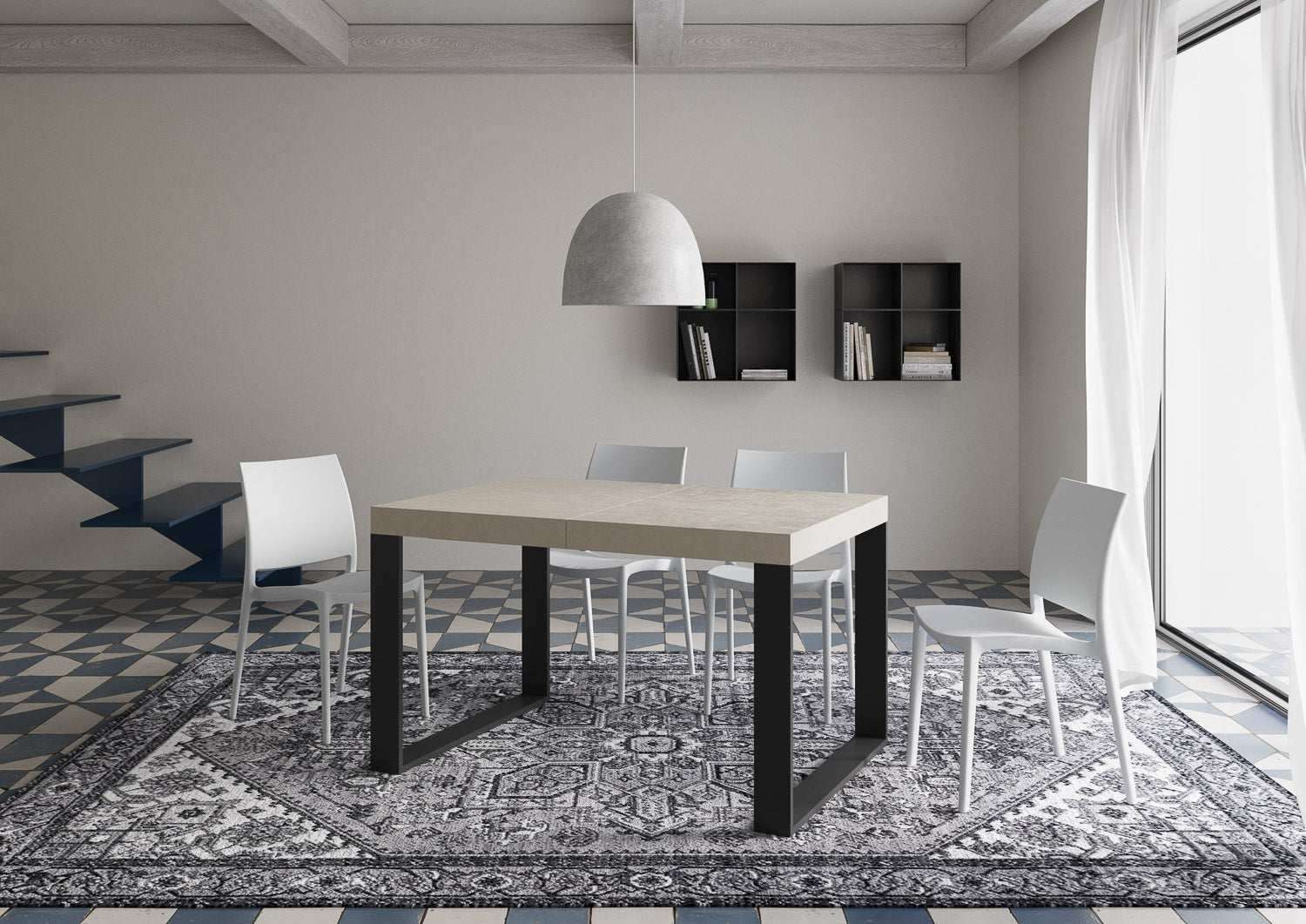 Tavolo allungabile 90x140/244 cm Tekno Premium Cashmere gambe antracite