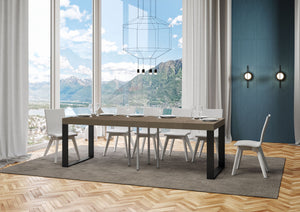 Tavolo allungabile 90x90/246 cm Tekno Premium Tortora gambe antracite