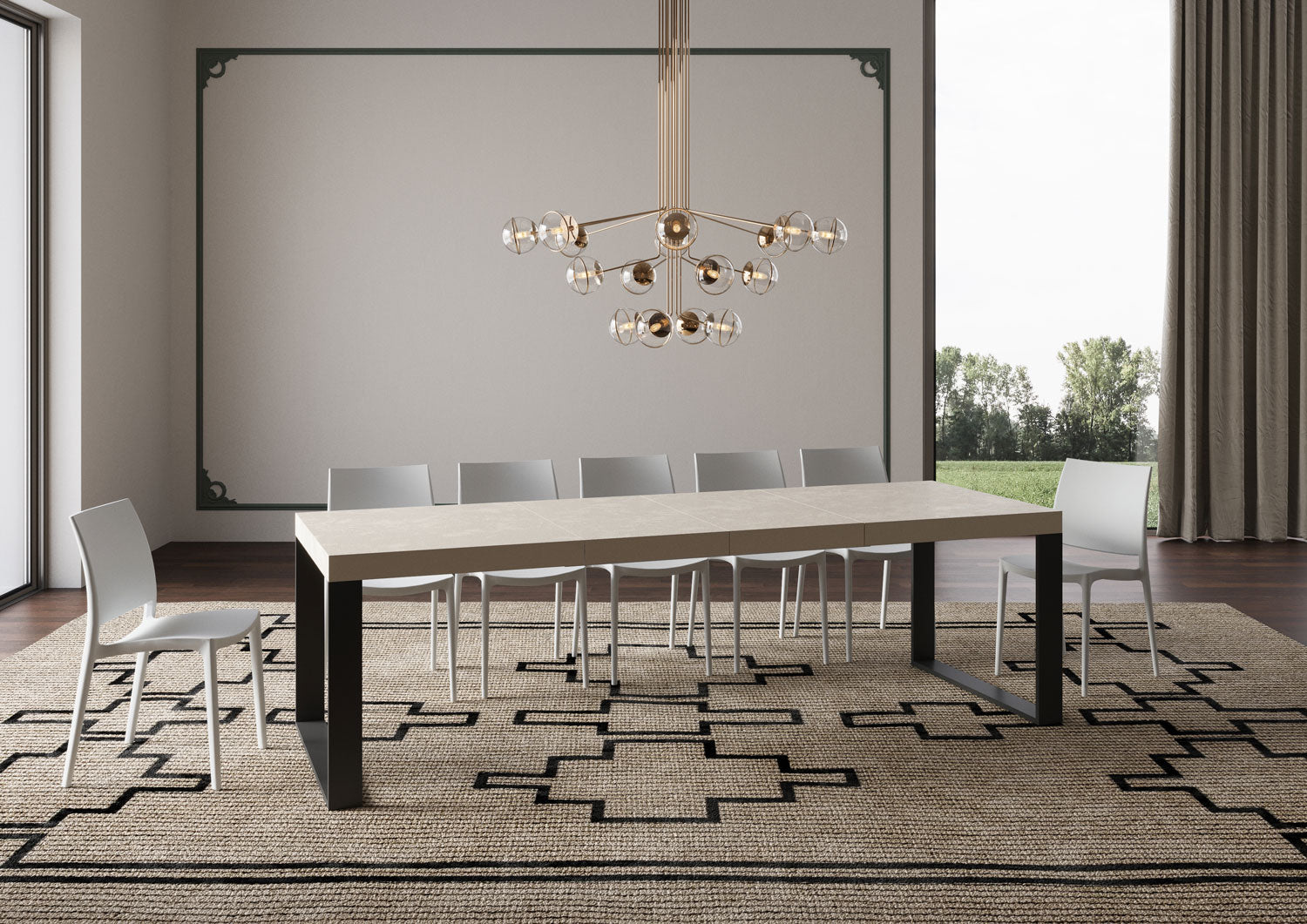 Tavolo allungabile 90x200/304 cm Tekno Premium Cashmere gambe antracite