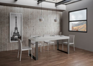 Tavolo allungabile 90x200/304 cm Tekno Premium bianco frassino telaio Antracite
