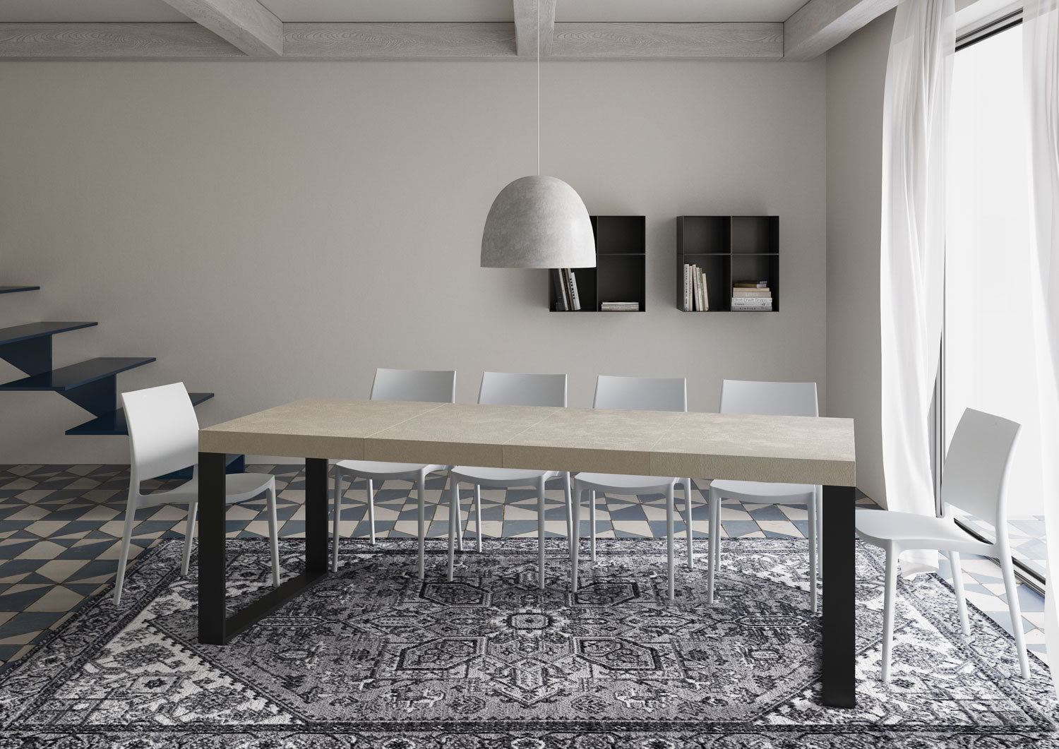 Tavolo allungabile 90x140/400 cm Tekno Premium Cashmere gambe antracite