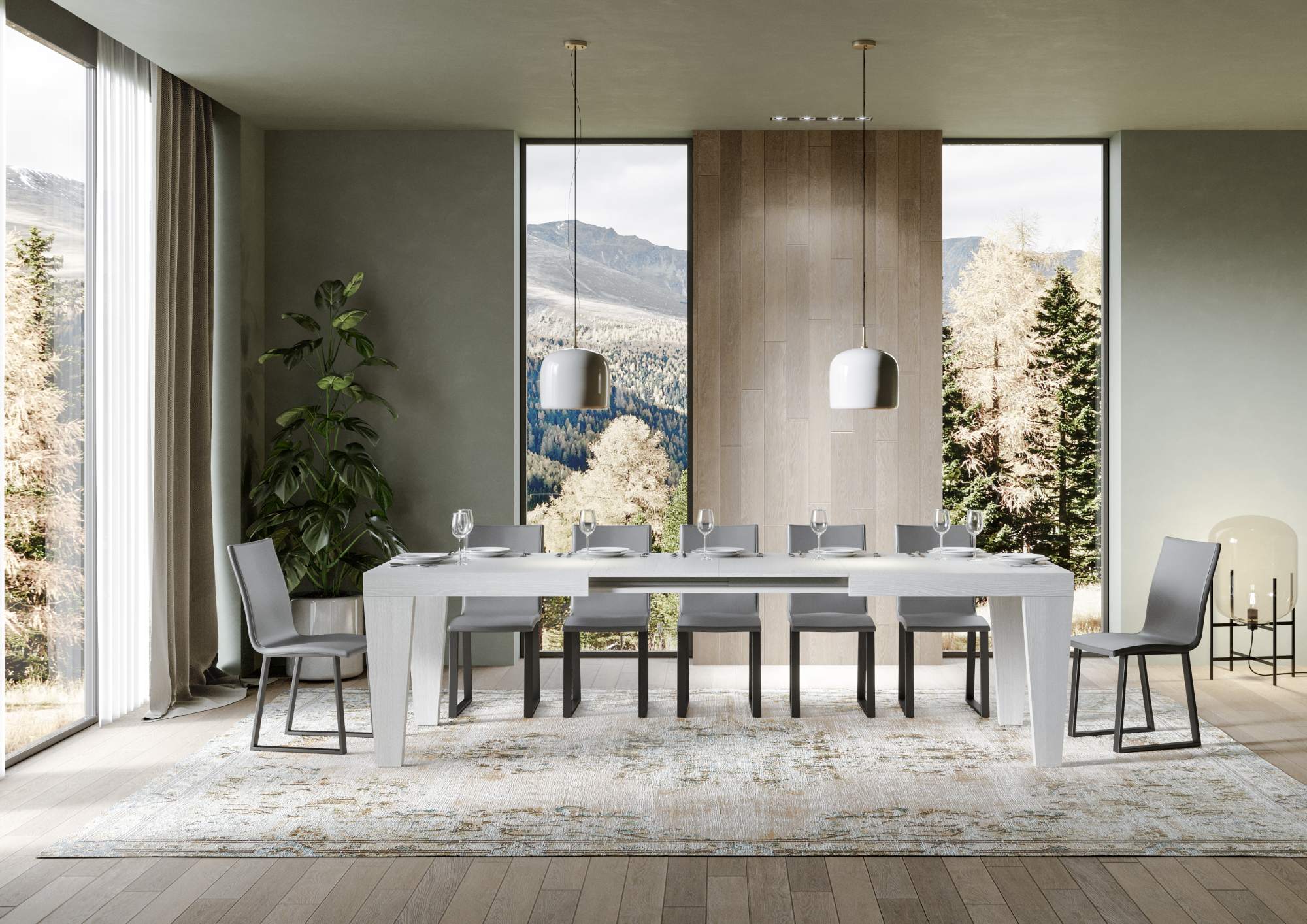 Tavolo allungabile 90x180/284 cm Pimbo Bianco Frassino