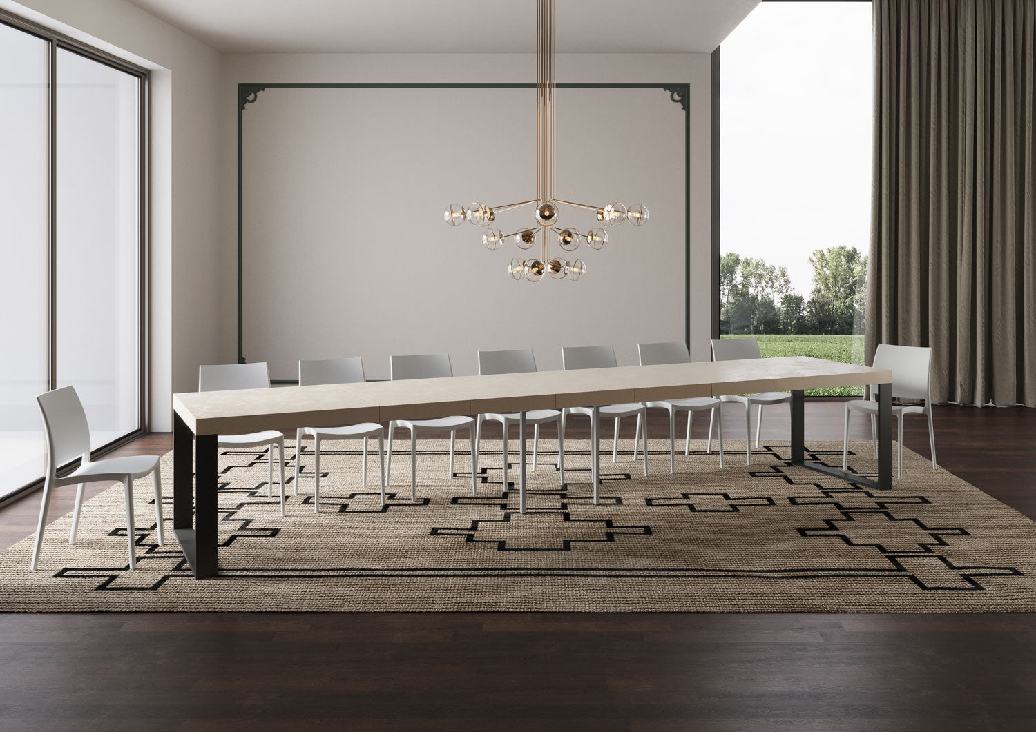 Tavolo allungabile 90x200/460 cm Tekno Premium Cashmere gambe antracite