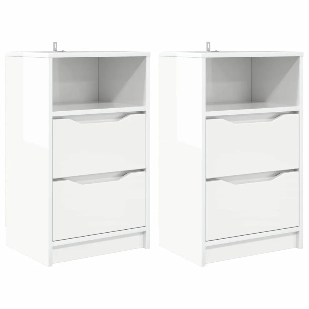 Comodini 2 pcs Bianco Lucido 40 x 30 x 467 cm Legno multistrato