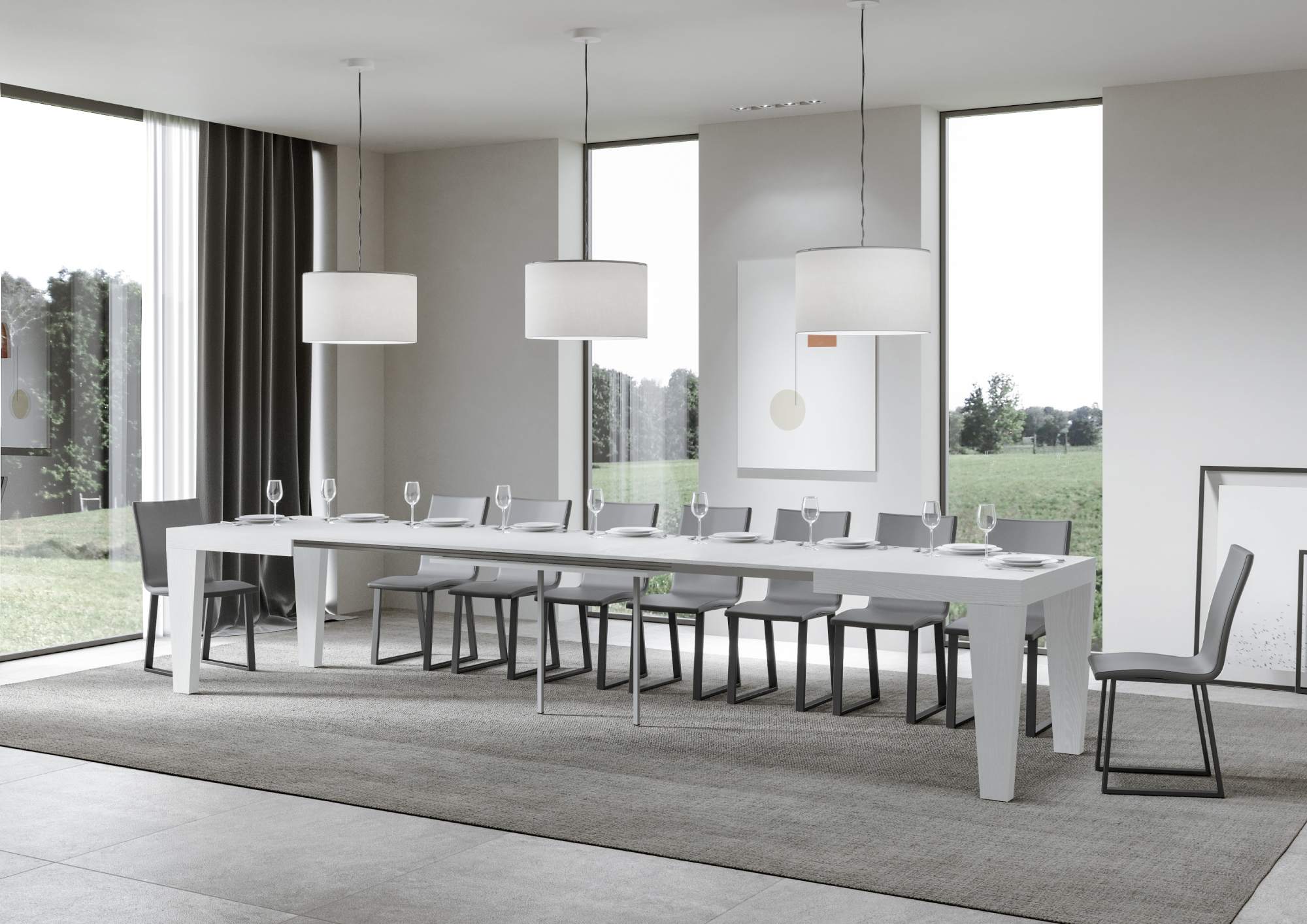 Tavolo allungabile 90x180/440 cm Pimbo Bianco Frassino