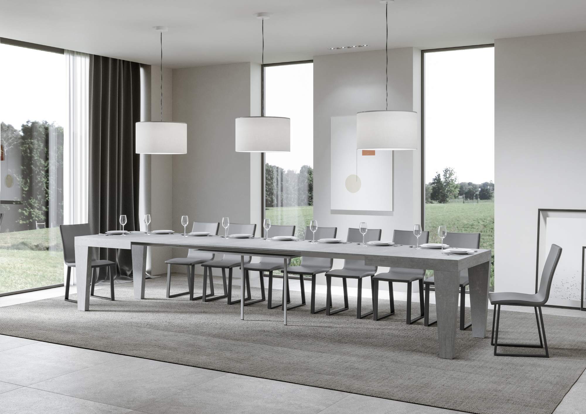 Tavolo allungabile 90x160/420 cm Pimbo Cemento