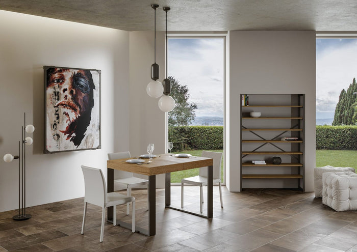 Tavolo allungabile 90x160/264 cm Tekno Premium Quercia Natura telaio Antracite