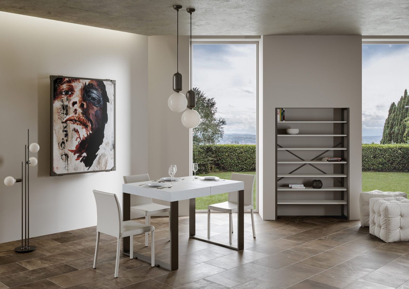 Tavolo allungabile 90x130/234 cm Tekno Premium Bianco Frassino telaio Antracite