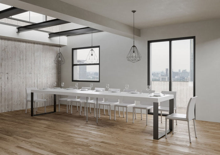 Tavolo allungabile 90x200/460 cm Tekno Premium bianco frassino telaio Antracite