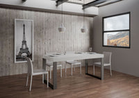 Tavolo allungabile 90x160/420 cm Tekno Premium Bianco Frassino telaio Antracite