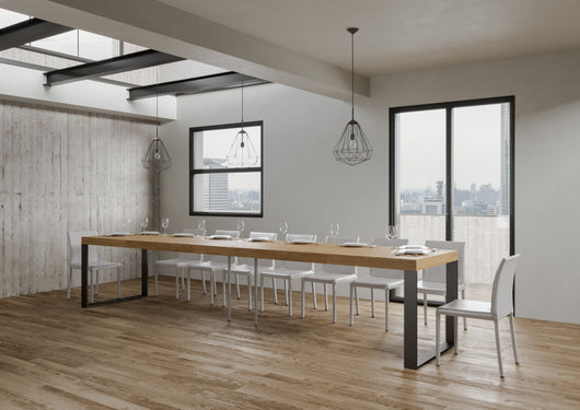 Tavolo allungabile 90x140/400 cm Tekno Premium quercia natura telaio Antracite