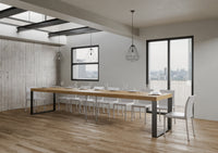 Tavolo allungabile 90x130/390 cm Tekno Premium Quercia Natura telaio Antracite