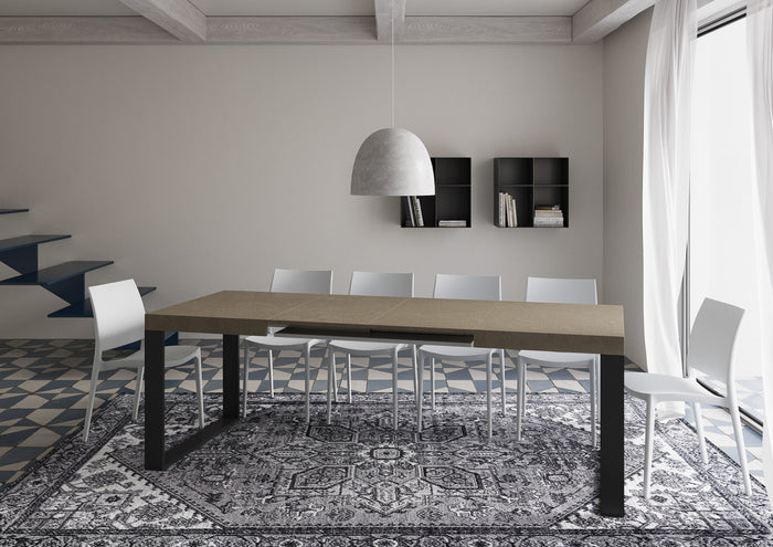 Tavolo allungabile 90x120/224 cm Tekno tortora gambe antracite