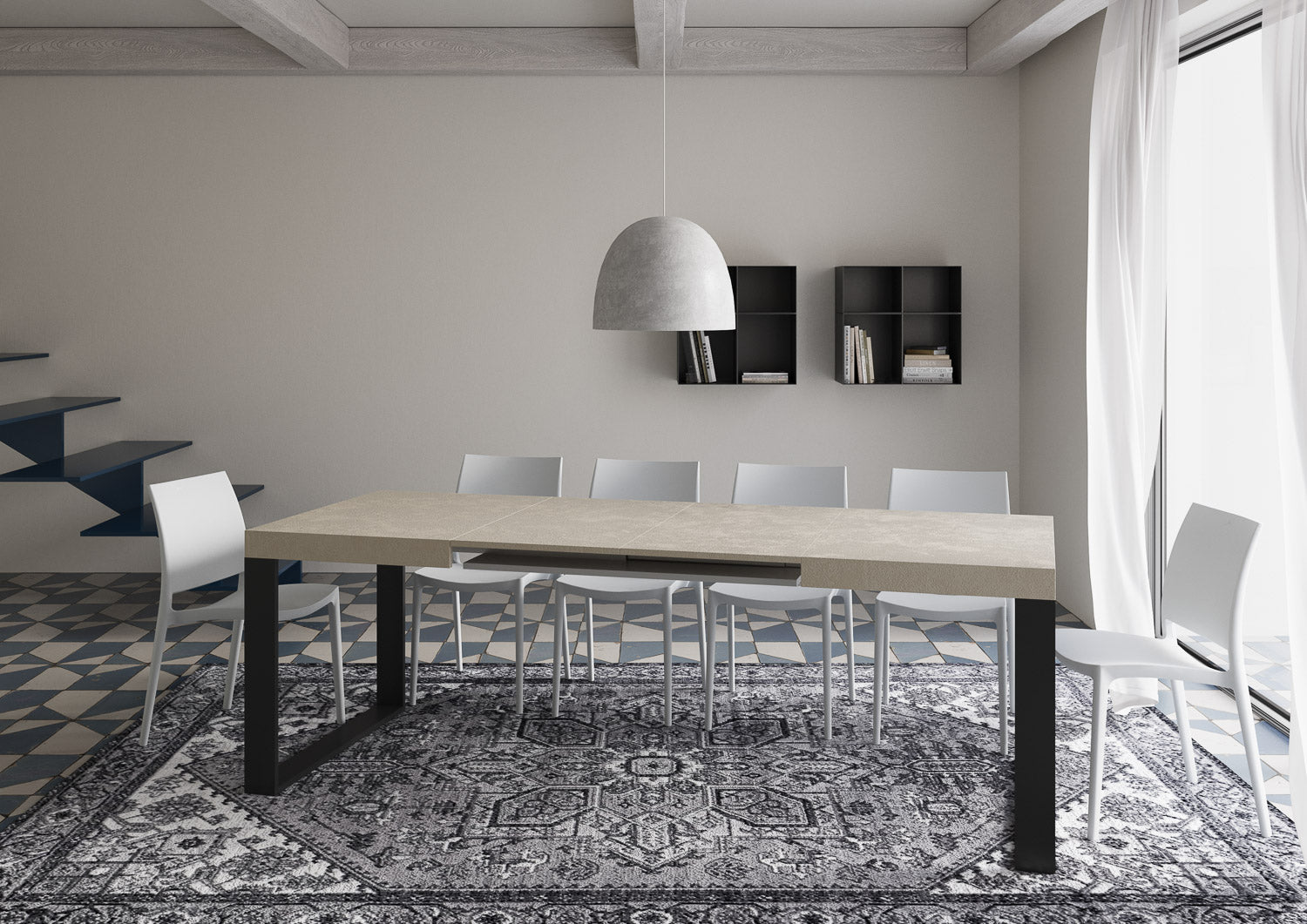 Tavolo allungabile 90x120/224 cm Tekno cashmere gambe antracite