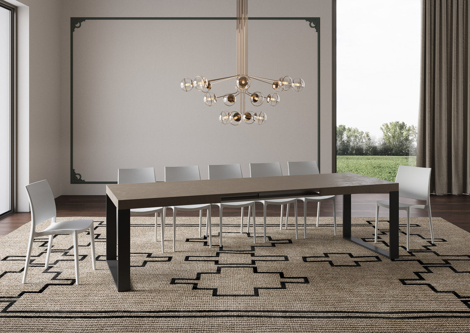 Tavolo allungabile 90x180/284 cm Tekno tortora gambe antracite