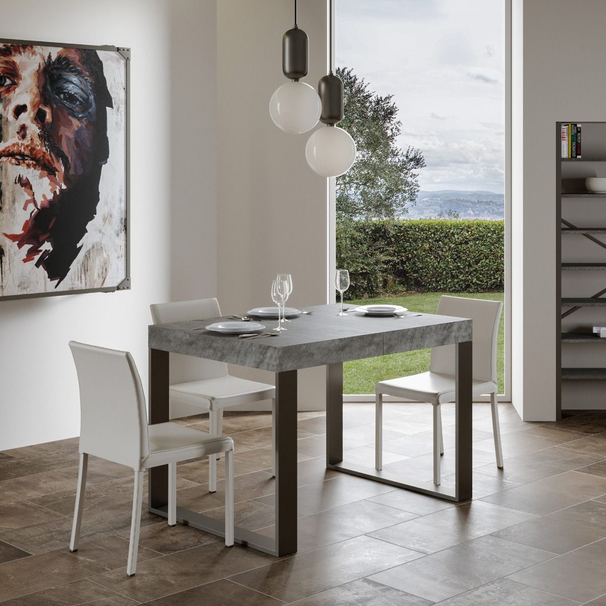 Tavolo allungabile 90x120/224 cm Tekno Cemento telaio Antracite