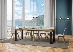 Tavolo allungabile 90x90/246 cm Tekno Quercia Natura telaio Antracite