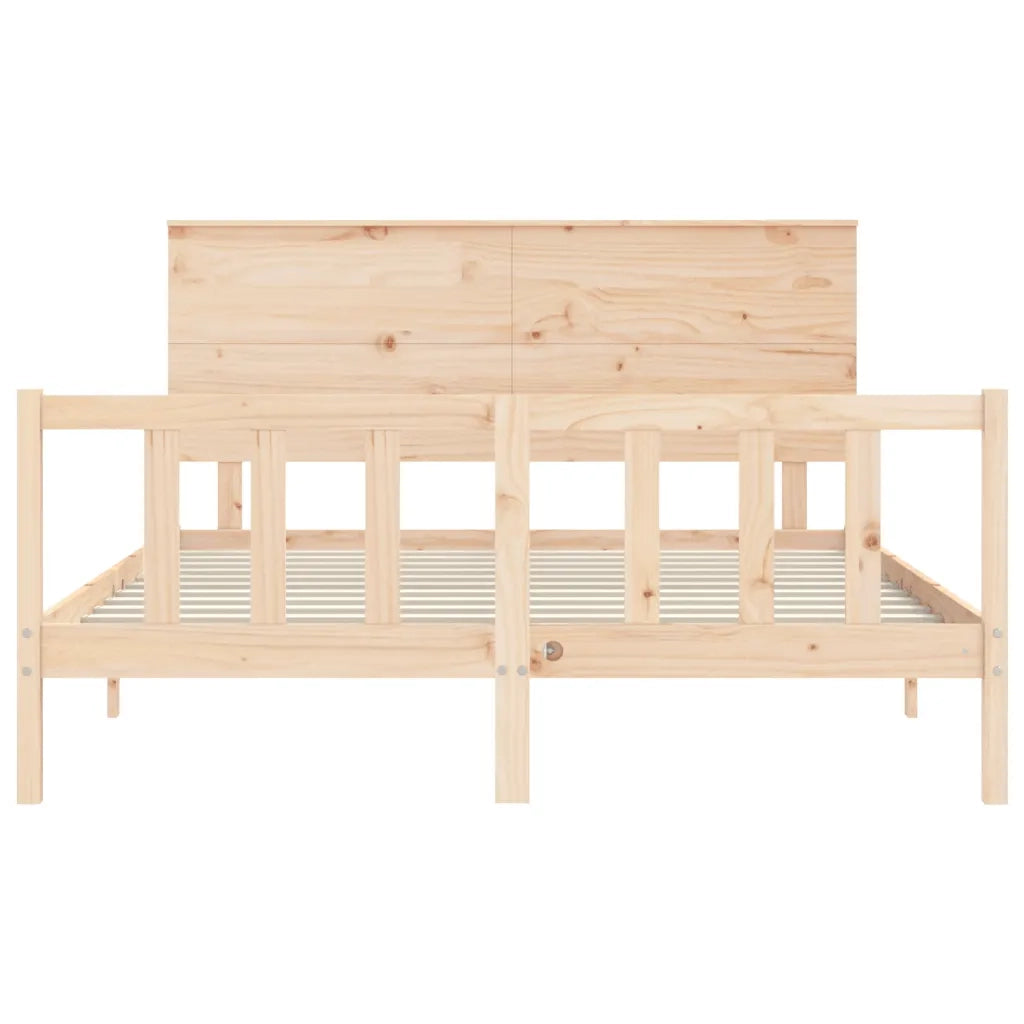 Giroletto con Testiera-Struttura Letto con testiera King Size in Legno Massello 825679