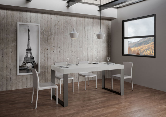 Tavolo allungabile 90x160/264 cm Tekno Bianco Frassino telaio Antracite