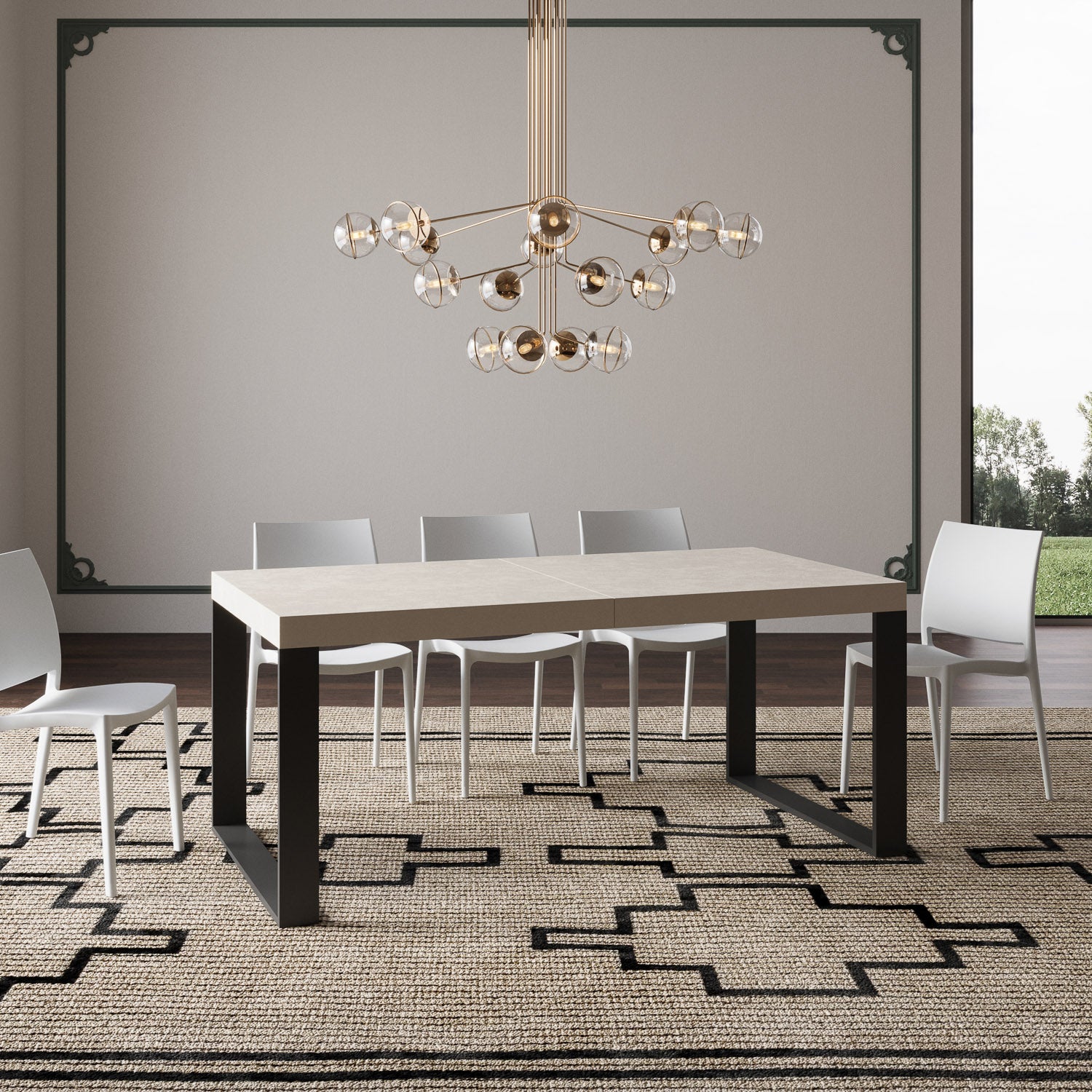 Tavolo allungabile 90x180/440 cm Tekno cashmere gambe antracite