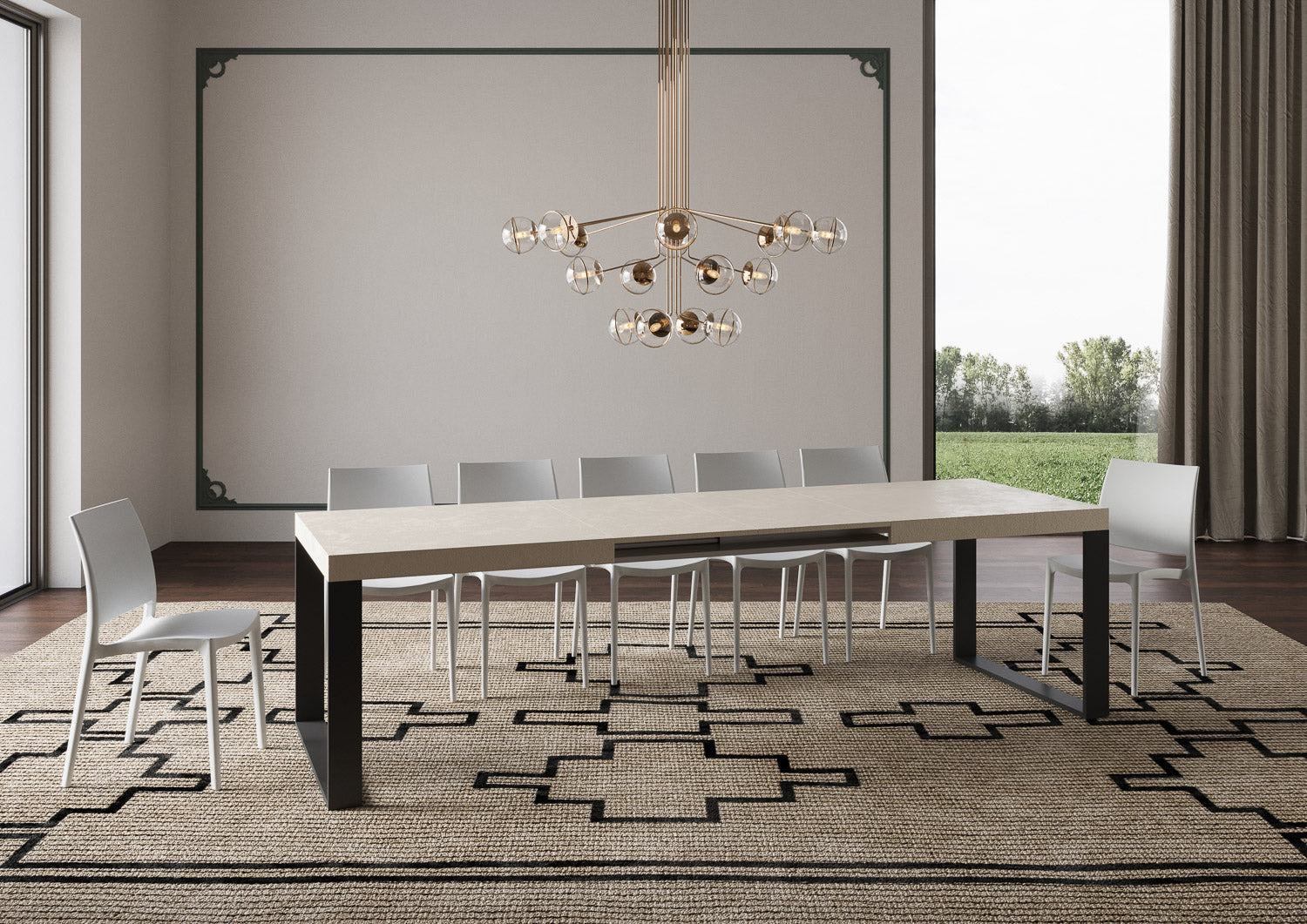 Tavolo allungabile 90x180/440 cm Tekno cashmere gambe antracite