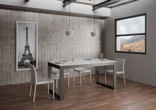 Tavolo allungabile 90x120/224 cm Tekno Evolution Bianco Frassino telaio Antracite
