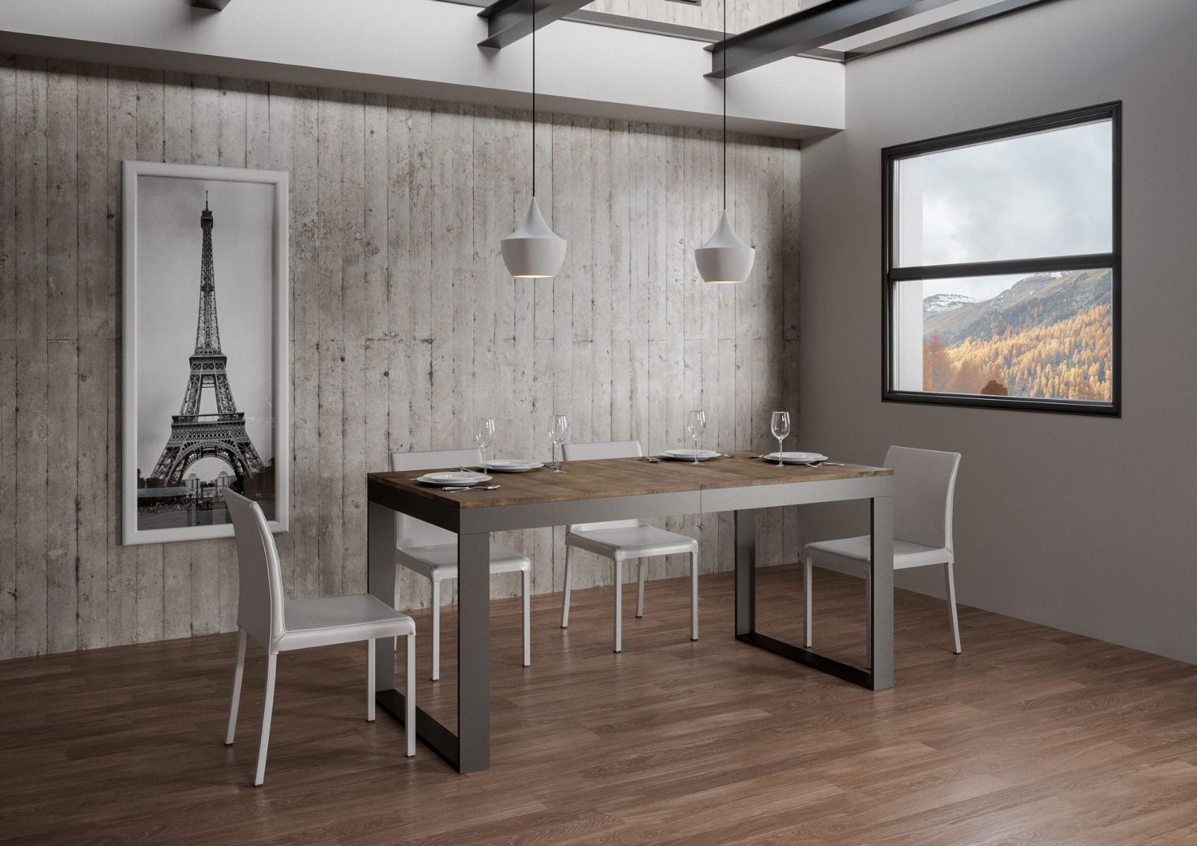 Tavolo allungabile 90x160/264 cm Tekno Evolution Noce telaio Antracite