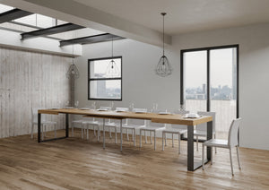 Tavolo allungabile 90x160/420 cm Tekno Quercia Natura telaio Antracite