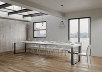 Tavolo allungabile 90x130/390 cm Tekno Bianco Frassino telaio Antracite