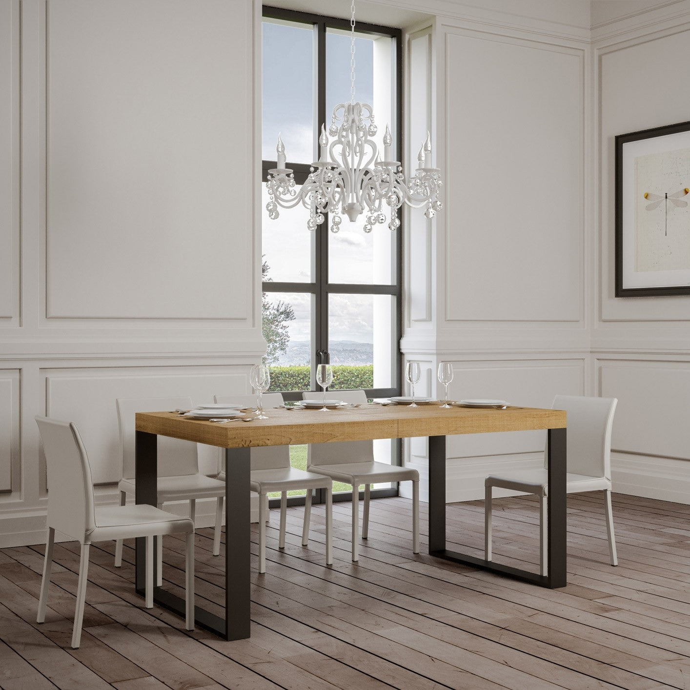 Tavolo allungabile 90x180/440 cm Tekno Quercia Natura telaio Antracite